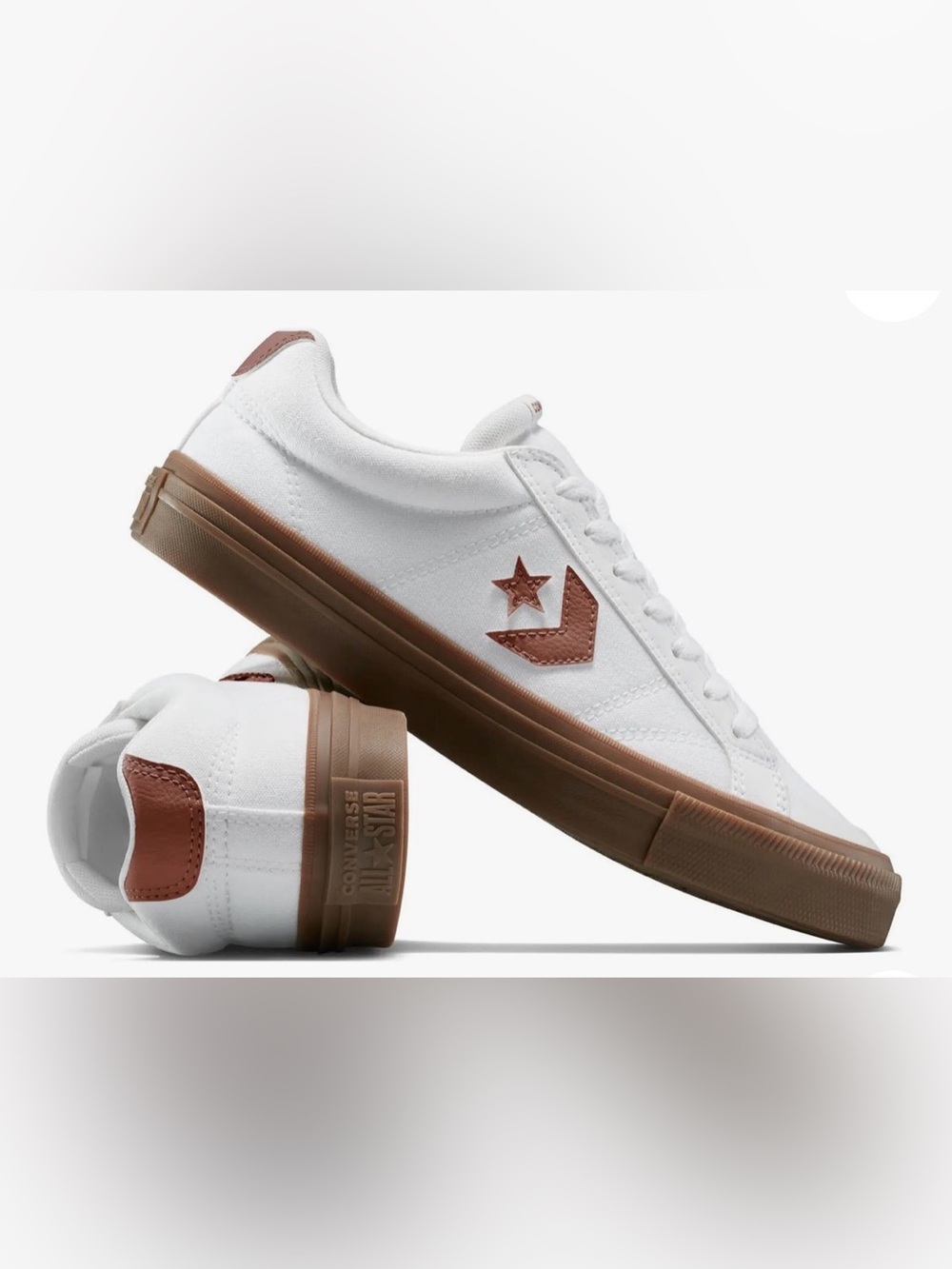 Converse White Low-Top Sneakers with Brown Accents - Picture 2 of 5